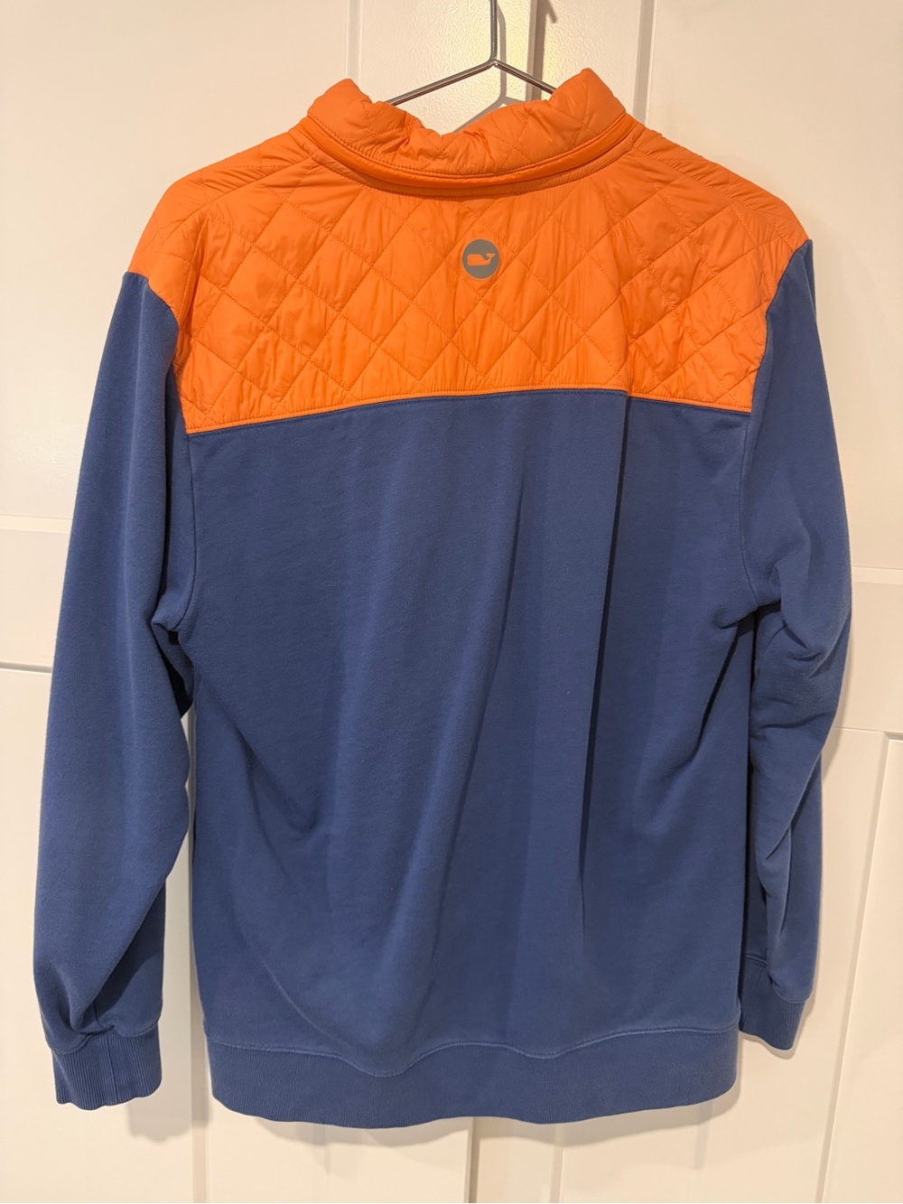 Vineyard Vines Orange Quilted Yoke Pullover with Navy Trim - Picture 3 of 3